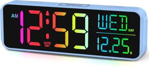 Peakeep Digital Alarm Clock Large Display for Bedrooms with Date Day of Week Tem