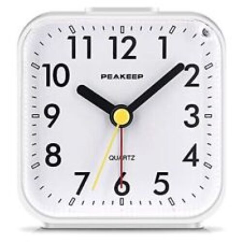 Peakeep Small Battery Operated Analog Travel Alarm Clock Assorted Colors