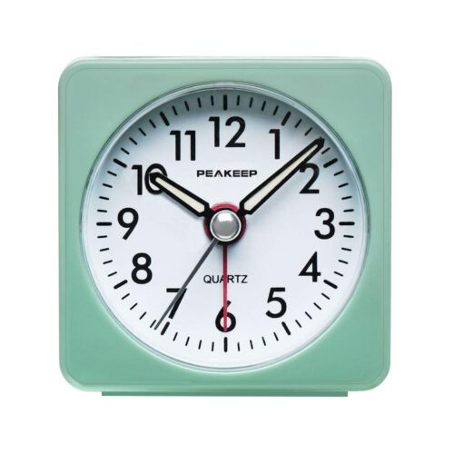 Peakeep Ultra Small, Battery Travel Alarm Clock with Snooze and Light, Silent