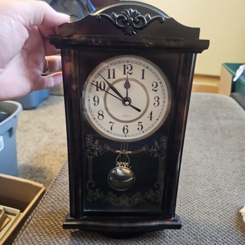 Pendulum Grandfather Wall Clock Retro Quartz Works With One AA Battery 14x6.25"