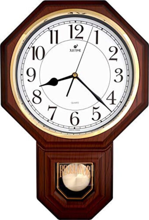 Pendulum Plastic Wall Clock Chimes Every Hour with Westminster Melody