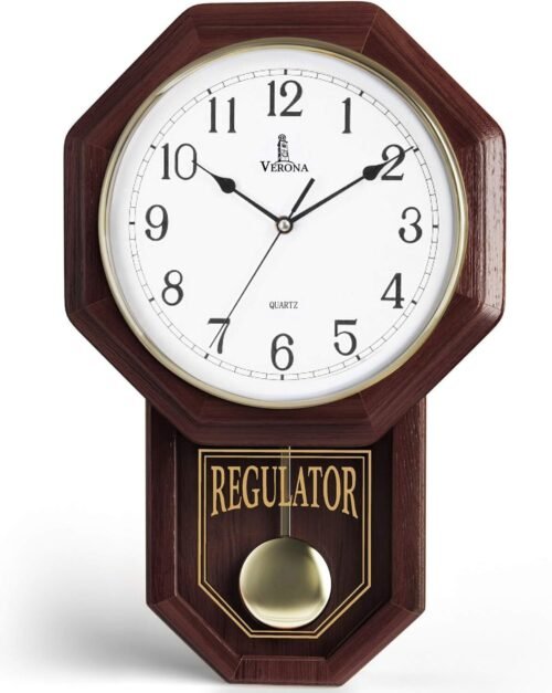 Pendulum Wall Clock - Regulator Clock - Wooden Schoolhouse Wall Clock 18x11