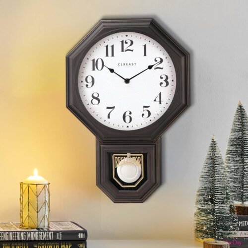Pendulum Wall Clocks for Living Room Decor, Large Schoolhouse Regulator Clock wi