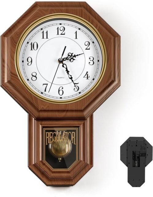 Pendulum Wall Clock with Battery Operated - Decorative Wall Clocks for Decor