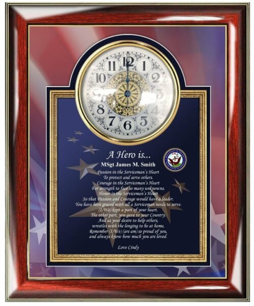 Personalized Navy Gift Clock Frame