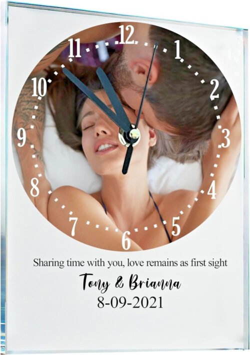 Personalized Photo Wall Clock – Custom Silent Clock with Text for Wall or Desk