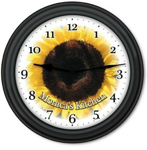 Personalized Sunflower WALL CLOCK - Flower Garden Kitchen Country Decor - GIFT