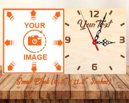 Personalized Wood Photo Clock - Wooden Anniversary Gifts - Pyrography