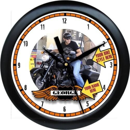 Personalized Your Custom Photograph Harley Wall Clock Gift