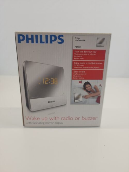 Philips AJ3231 Mirror Finish Dual Digital Alarm Clock AM/FM Radio & AUX