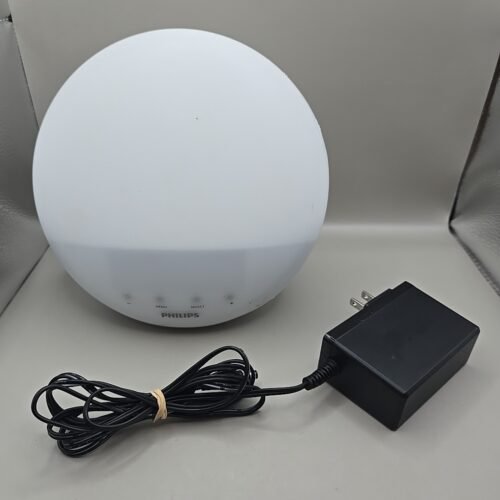 Philips Round White HF3510 Sunrise Alarm Clock Radio With Power Cord *WORKS
