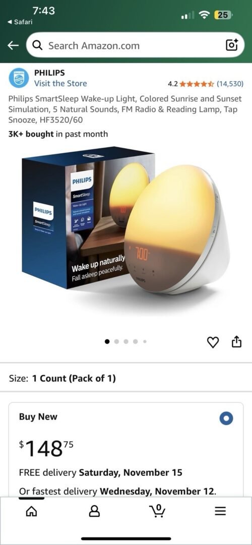 Phillips SmartSleep Wake Up Light Alarm Clock Colored Sunrise Nature Sounds