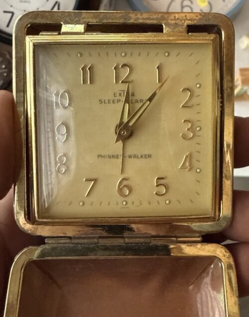 Phinney-Walker Vintage Travel Alarm Clock Made in Germany Folding Wind Up