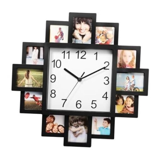 Photo Frame Clock Picture Collage 12-Picture Display DIY Wall Clock Photowall