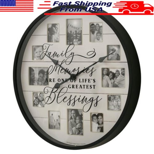Photo Frame Wall Clock Indoor Decorative Family Memories Timepiece 20 In New