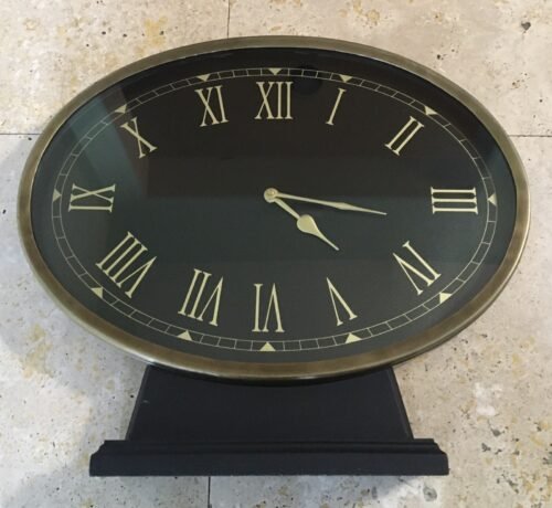 Pier 1 Imports Standing Metal Oval Quartz Clock Roman Numerals 18 x15