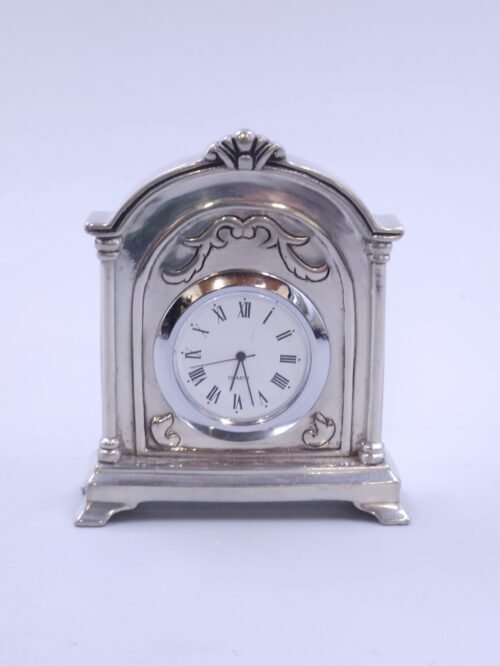 Pierre Deux Les Etains Miniature Pewter Mantle Clock French Country Style