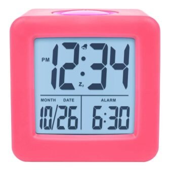 Pink Soft Cube LCD Alarm Clock with Smart Light