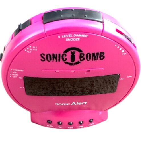 PINK Sonic Bomb Sonic Alert Alarm Clock SBB500SS-v3 No Battery Cover