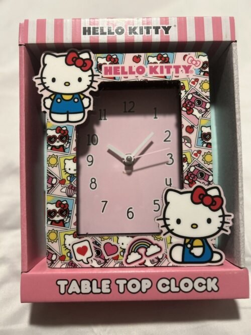Pink Vintage Hello Kitty 8 Inch Tabletop Clock