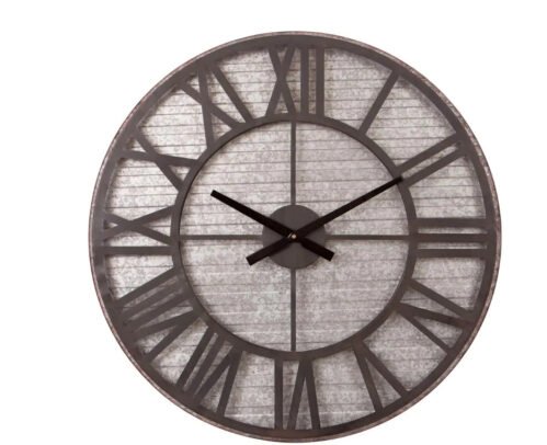 Pinnacle Rustic Galvanized Metal Wrought Iron Cut Out Black Wall Clock 28"