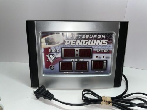 Pittsburgh Penguins Scoreboard Electric Alarm Clock Thermometer Works