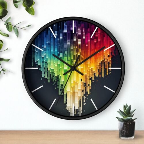 Pixel Patchwork - Wall Clock (10") | Rainbow | Geometric | Pixelated