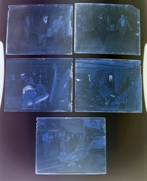 PLANE BOMBER CRASH B-25 NEGATIVES EMPIRE STATE BUILDING X 11 NEW YORK 1945 USAF