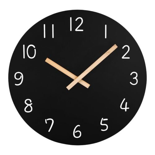 Plumeet 16'' Extra Large Wall Clock Frameless Wooden Clocks with Silent Quart...