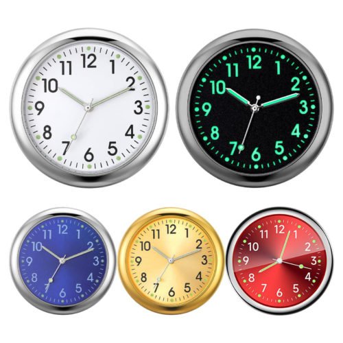 Pocket Small Mini Luminous Quartz Analog Watch Stick-On Clock For Car Boat Bike