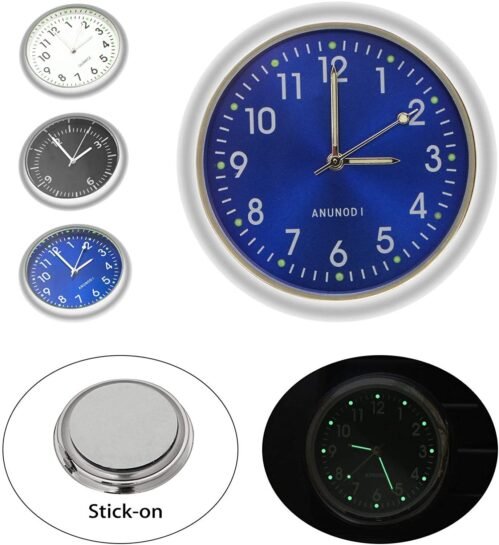 Pocket Small Mini Luminous Quartz Analog Watch Stick-On Clock for Car Boat Bike