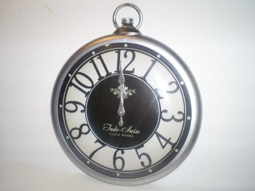 Pocket Watch Style 14" Wall Clock By Indo-Swiss Clock Works