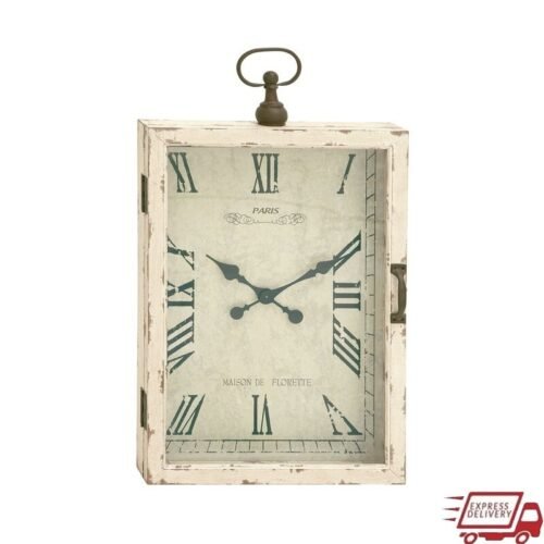 Pocket Watch Style Wall Clock Hinged Door Rustic Analog Timepiece Indoor Decor