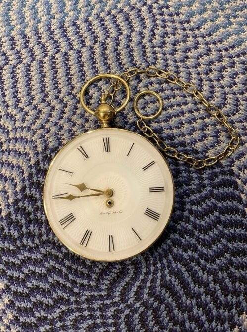 Pocket Watch Wall Clock 12.5" Round 36" Chain & Key Henri Lagin Fils et Cie