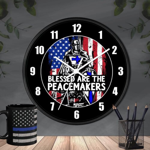 Police #15 10" Wall Clock Christian Religious Prayer Thin Blue Line Officer Gift