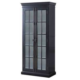 Polich Antique Black Wood Storage Curio Cabinet
