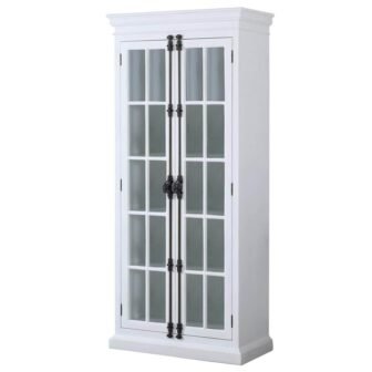 Polich Antique White Wood Storage Curio Cabinet