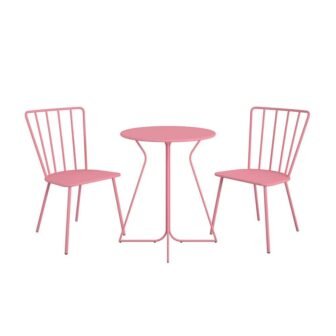 Poolside Gossip Pink Steel 3-Piece Heidi Outdoor/Indoor Bistro Set