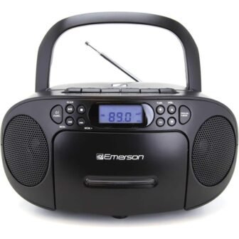 Portable CD and Cassette Boombox with AM/FM Radio Black