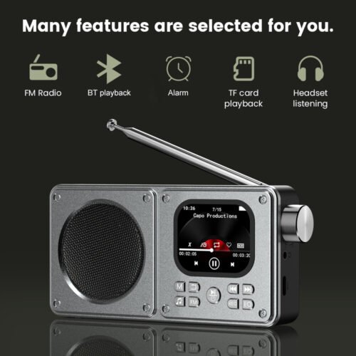 Portable Digital FM Radio Bluetooth 5.4 Speaker MP3 Alarm LCD Display AUX/TF