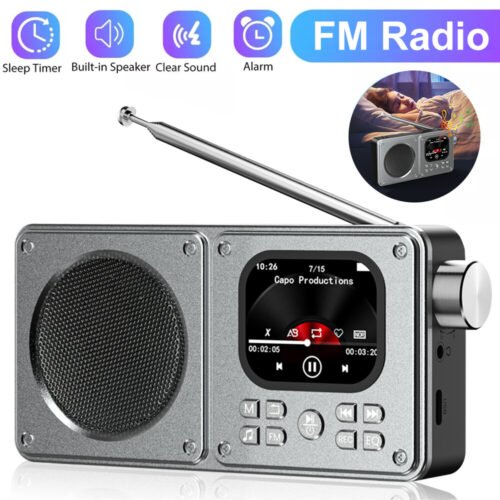Portable FM Radio Digital Bluetooth Speaker Recorder Alarm LCD Display AUX/TF