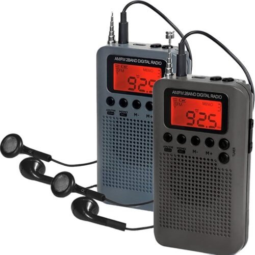 Portable Pocket Radio AM FM Digital Tuning Alarm Clock LCD 2-Pack Set New