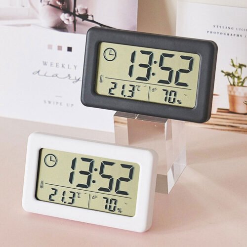 Portable Table LED Clock Digital Mini with Temperature Humidity Desk Clock Gift