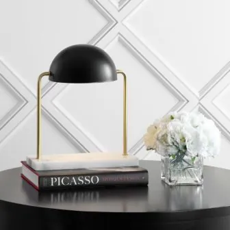 Porter 13 . 5 in. Art Deco Dome Lamp with Marble Base, Brass Gold/Black featured image