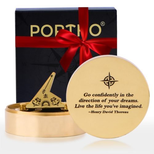 PORTHO Thoreau's Go Confidently graduation sundial Compass clock with Wooden ...
