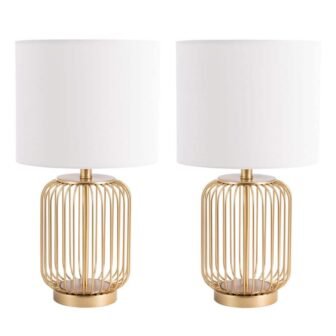 Portlia 21. 3 in. Copper Table Lamp with Off White Shade (Set...