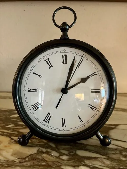 Pottery Barn Bronze Pocket Watch Style Tabletop Alarm Clock. Not Working
