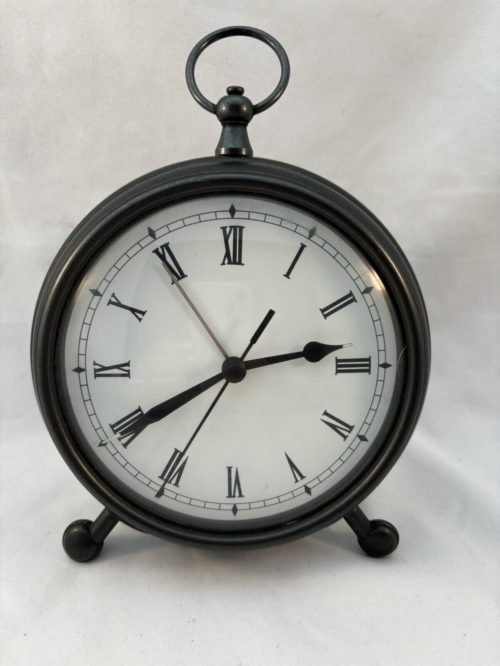 Pottery Barn Bronze Tabletop Clock Pocket Watch Style Desk Alarm Desktop Works