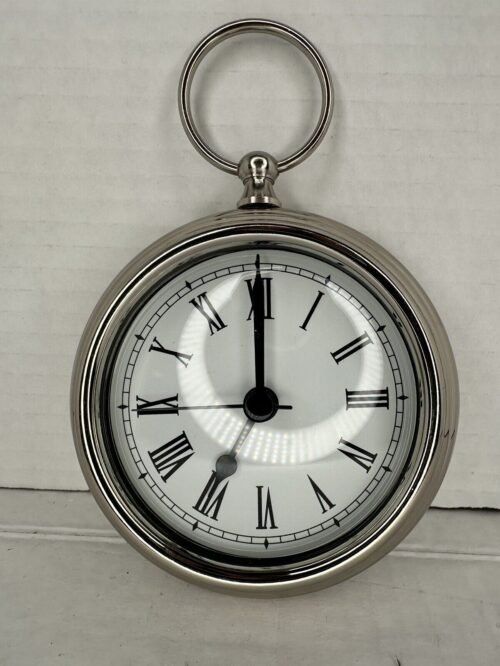 Pottery Barn Chrome Pocket Watch Style 3½" Hanging Tabletop Clock