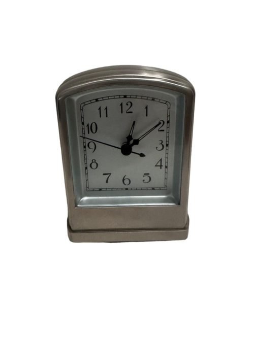 Pottery Barn Shelf/Table/Desk Alarm Clock Retro Art Deco Brushed Nickel Heavy